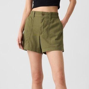 Gap High Rise Easy Utility Shorts Walden Olive Green Size Medium